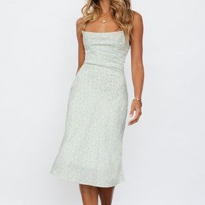 Lulus blue floral midi dress size medium